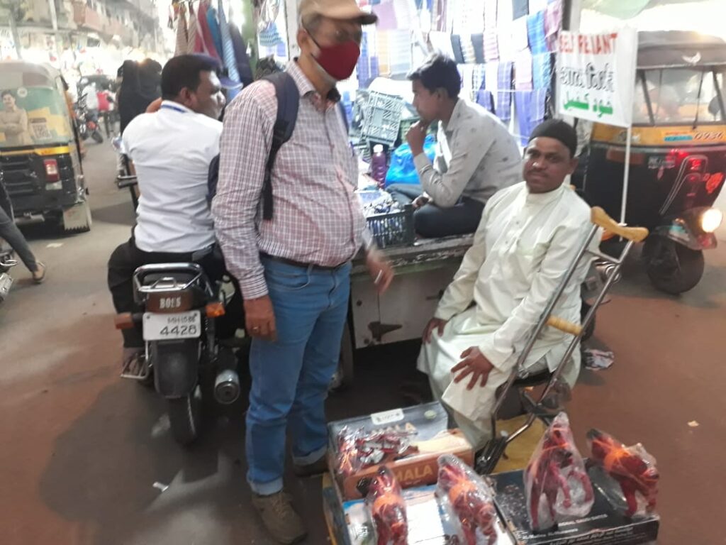 Beneficiary working on the “Leela Rojgar Crutches” at Malegaon 